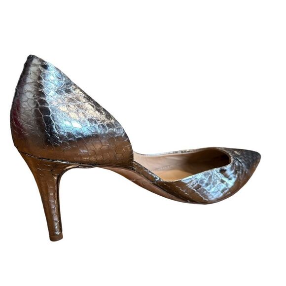 J. Crew Valentina Silver Metallic Snakeskin Leather D'Orsay Pointed Toe pumps - Picture 5 of 11